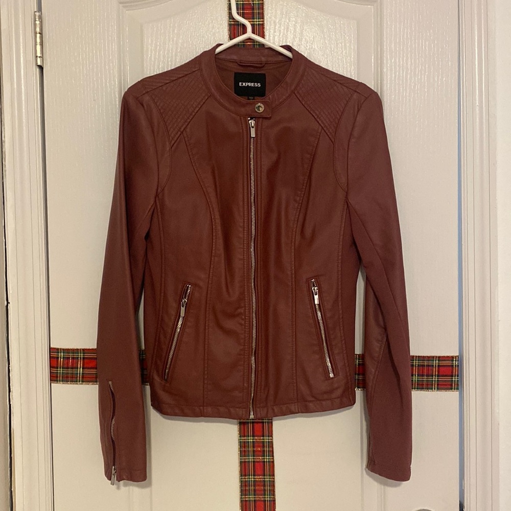 Express leather burgundy jacket